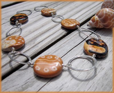 Handmade fair-trade ceramic beads and sterling silver necklace