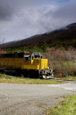 Train Running Through the Mountainside