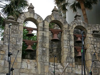 View of bells along the riverwalk