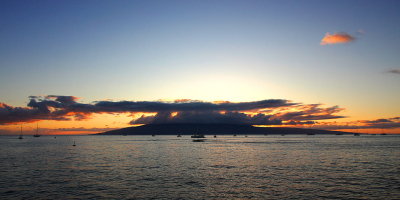 Sunset over Lanai from Lahaina Harbour