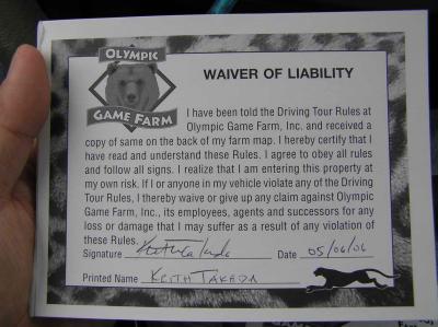 the waiver i signed in case a bear or deer got me