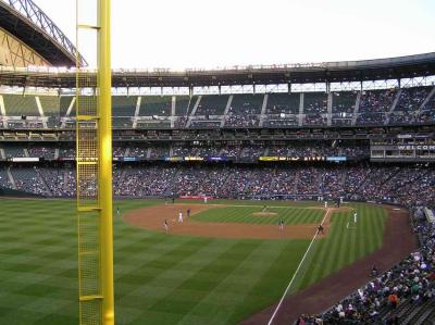 by the left field foul pole
