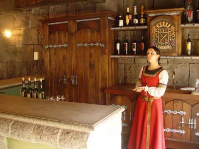 Mocinha medieval falando sobre os vinhos