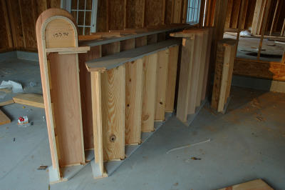 Staircase sitting in garage