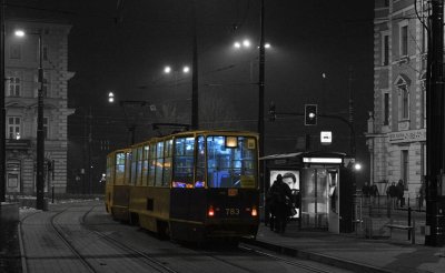 Catching a late night tram