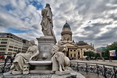 Germany - Statue of Friedrich Schiller with Deutscher Dom at back.jpg