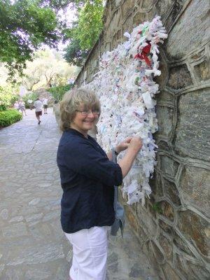 House of the Virgin Mary. Wishing with a spotty paper hanky at the healing wells