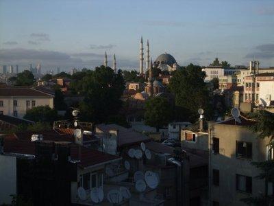 Istanbul. Ancient and modern roof tops at dusk