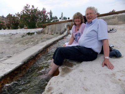 Pammukale - paddling in thermal stream at 40 C