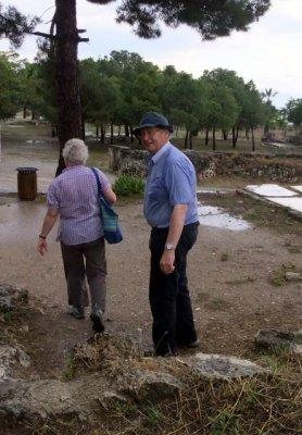 Hierapolis - Mick and Irene looking very soggy