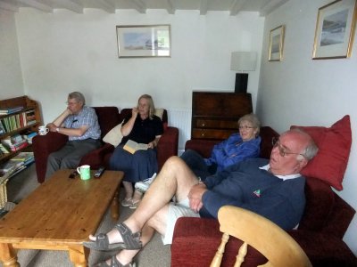 Back home for a rest. Ladies engrossed in the Olympics, men otherwise occupied. 