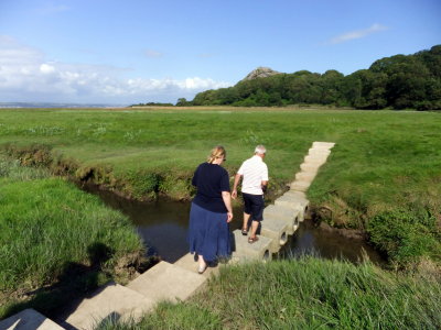 Ann and Trevor traversing the new stepping stones. 