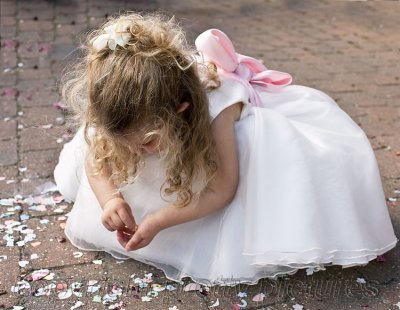 bridesmaid and confetti
