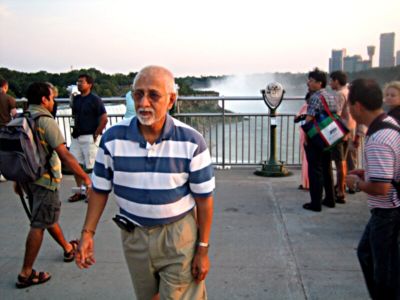 Balaram Periappa in front of the falls