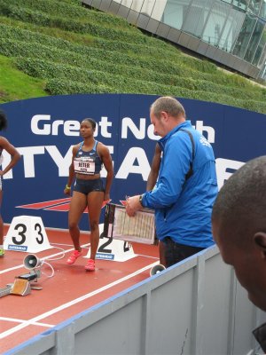 City Games Gateshead woman's 150 meter met Carmelita Jeter