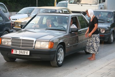 One of the ubiquitous second-hand Mercedes cars