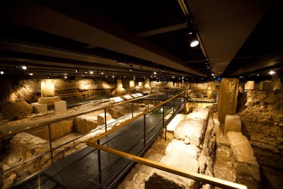 Roman ruins under the city, at Barcelona History Museum.