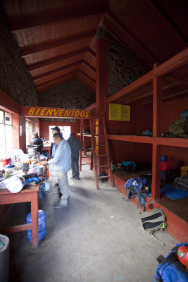 Inside the Piedra Grande hut.