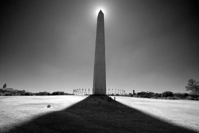 The monument, using Photoshop to simulate a Red/Green filtered B&W image.