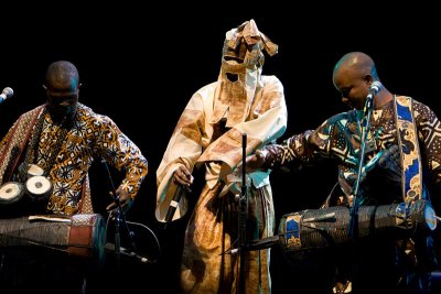 Lagbaja and the drummers.