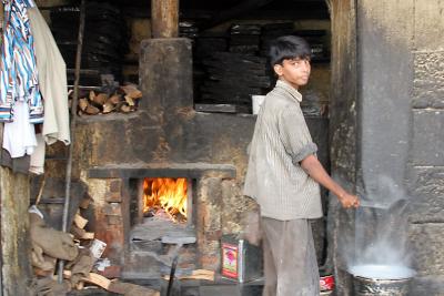 Boy making cakes