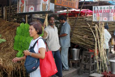 Sugar cane and sireh stalls. Of course we stick to bottled mineral water and cooked vegetarian food.