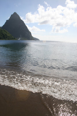 The Pitons from Soufriere Beach