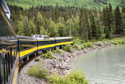 Rear of Train on Curve Alaska
