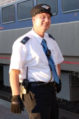 A Happy Amtrak Conductor