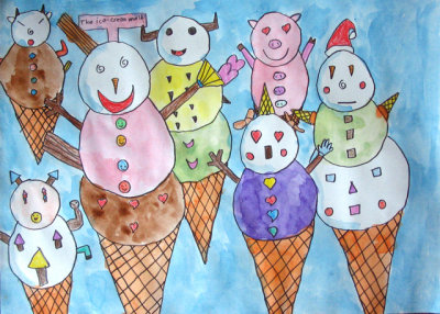 ice-cream snowman, Hong Yu, age:7