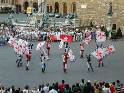 A flag ceremony in Florence