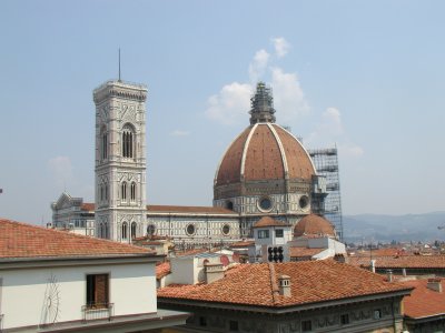View of the roofs and the Duomo from the Terrace Restaurant of La Rinascente Department Store