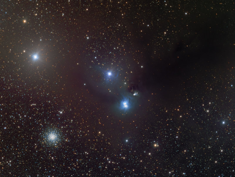 Nebula complex in Corona Australis, Globular Cluster NGC 6723 in Sagittarius