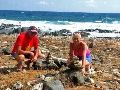 Stacking rocks in Aruba