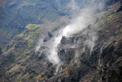 Steam coming from the crater