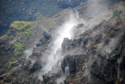 Steam coming out of the rocks of Mt Vesuvious