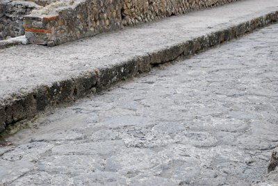 Cobblestone road and footpath