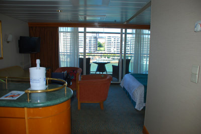Our suite looking from the entrance to the balcony