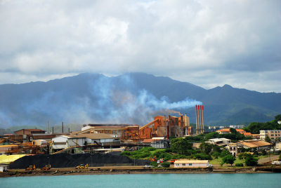 Passing a factory on our sail in