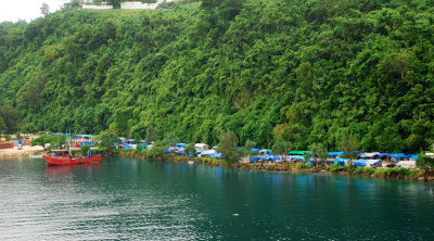 Stalls in readiness for the tourists