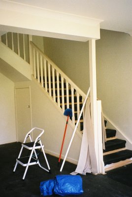 Stairs leading from the lounge room to bedrooms