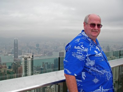 Ken at the Peak with Hong Kong in the background