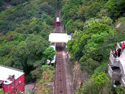Peak Tram climbing the mountain