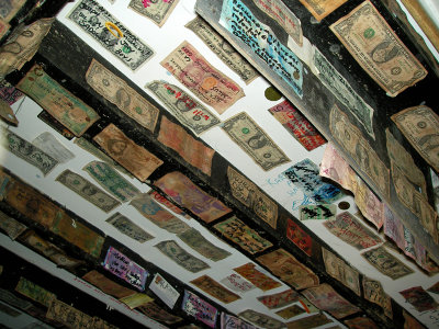 Ceiling covered in money