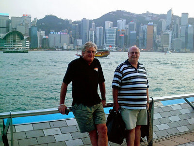 Dave and Ken with Hong Kong skyline in background