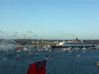 Photo of Queen Elizabeth taken from the Queen Mary