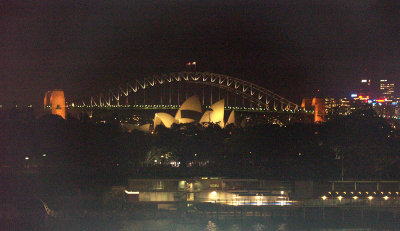 Opera House and Bridge at night