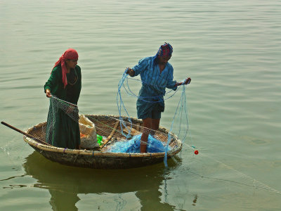 Amazing balance of the local people fishing