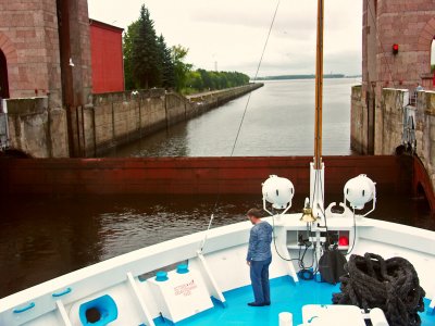 Going through the lock of the Volga River