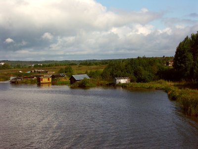 Buildings on the banks of the Volga River